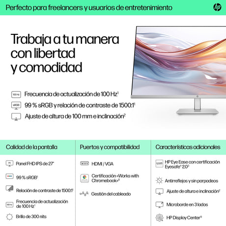 EAN 197498939001 - HP Series 5 27 inch FHD Height Adjust Monitor - 527sh pantalla para PC 68,6 cm (27") 1920 x 1080 Pixeles F imagen 9