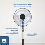Ventilador De Pie Grunkel Fan-165r Ng 50w 5 Aspas 40cm 3 Velocidades