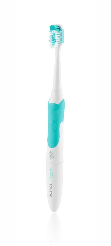 Cepillo Dental Eta Eta070990010   Sonetico, Funcionamiento A Batería Larga, 2 Modos, 2 Cabezales, 1 Batería Aaa, Blanco