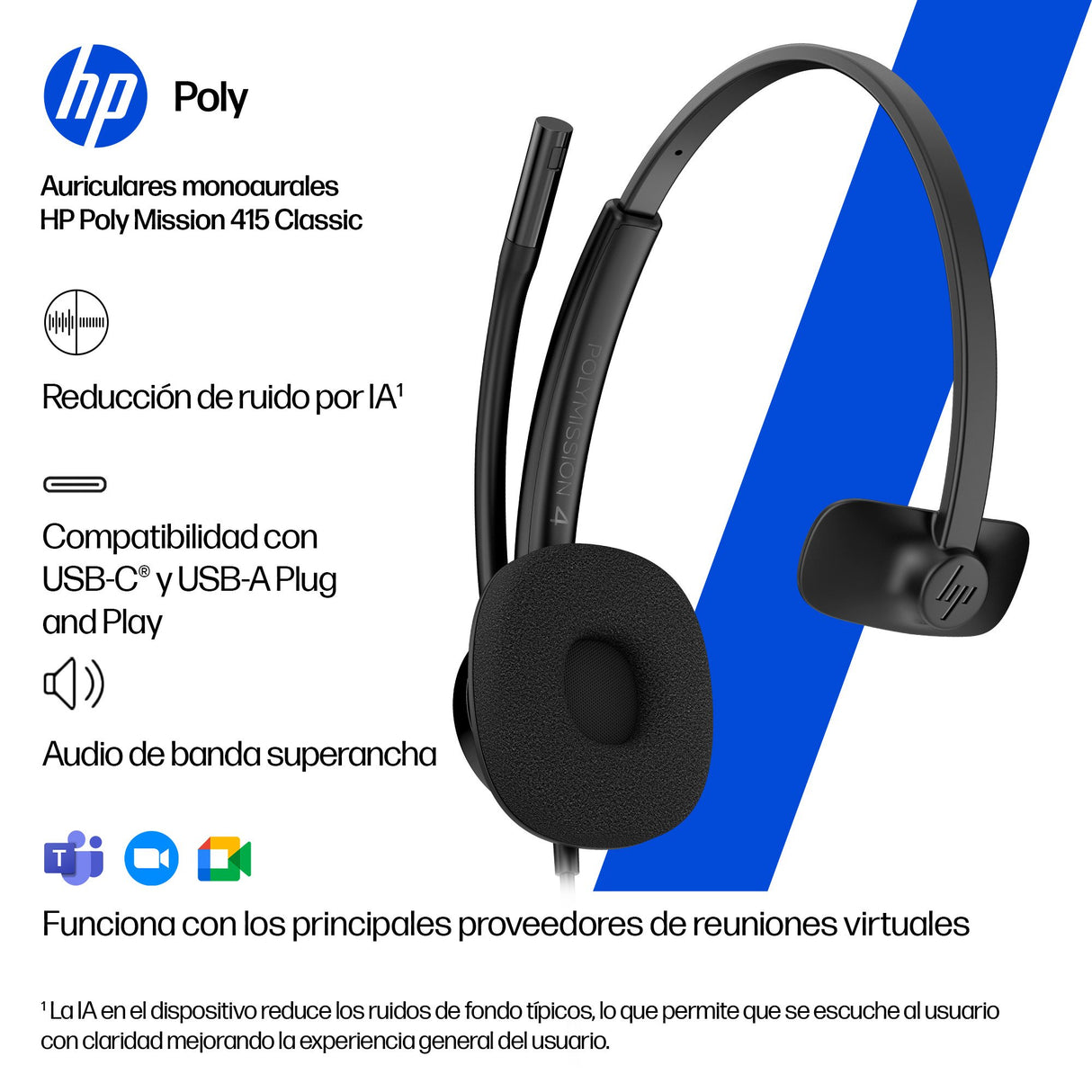 EAN 0199251820328 - HP Poly POLY MISSION 425 USB HS CL WW Alámbrico Diadema Oficina/Centro de llamadas Negro imagen 8