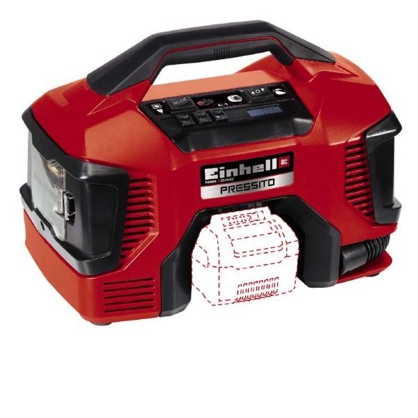 Compresor Híbrido Einhell Pressito, 18volt / 220volt (Rojo/Negro, Sin Batería Ni Cargador) 4020460