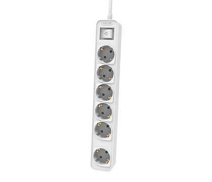 Regleta Con Interruptor Philips Chp2164w 62 6 Tomas De Corriente Cable 1.5m Blanco
