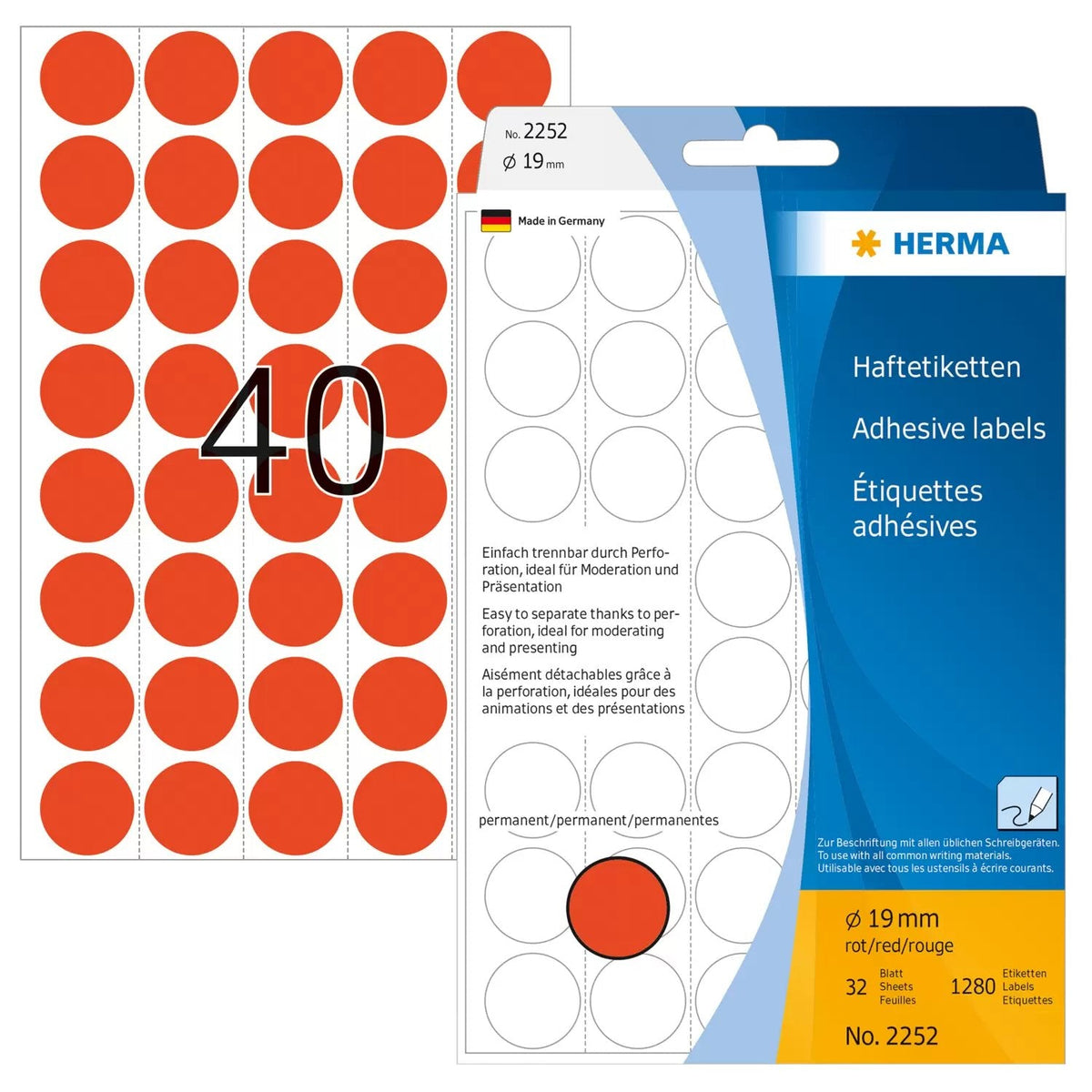 Herma Klebepunkte Ø 19,0 Mm Rojo