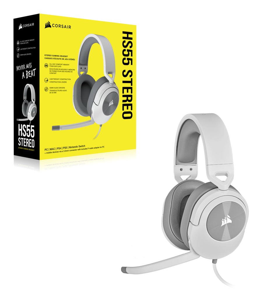 Auricular  Corsair Stereo Corsair Hs55 Stereo Blanco Gaming Usb Ca-9011261-Eu