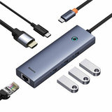 EAN 6932172630713 - Baseus UltraJoy 6-Port Alámbrico USB 3.2 Gen 1 (3.1 Gen 1) Type-C Gris imagen 3