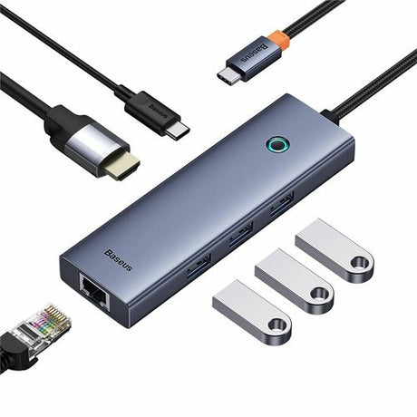 EAN 6932172630713 - Baseus UltraJoy 6-Port Alámbrico USB 3.2 Gen 1 (3.1 Gen 1) Type-C Gris imagen 3