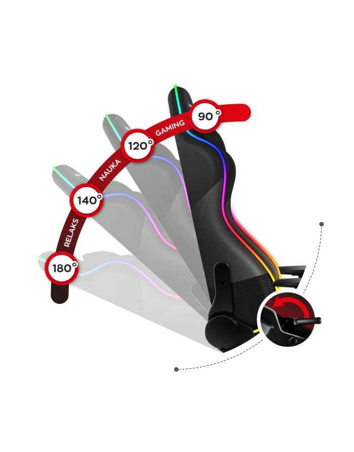 EAN 5903796013030 - Huzaro Force 6.2 RGB Silla para videojuegos de PC Asiento (de seguridad) de butaca Negro imagen 12