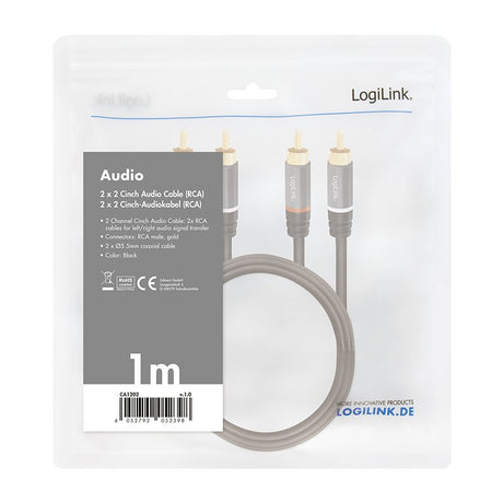 EAN 4052792052398 - LogiLink CA1202 cable de audio 1 m 2 x RCA Negro imagen 4
