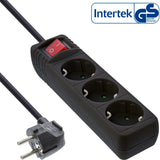 Regleta Inline Negra 3 Puertos 3x Tipo F 5m