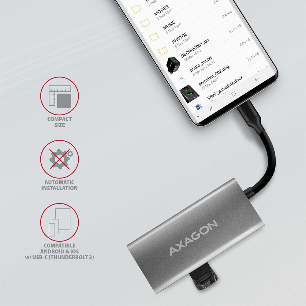 EAN 8595247905437 - Axagon HMC-4G2 hub de interfaz USB 3.2 Gen 2 (3.1 Gen 2) Type-C 10000 Mbit/s Gris imagen 8
