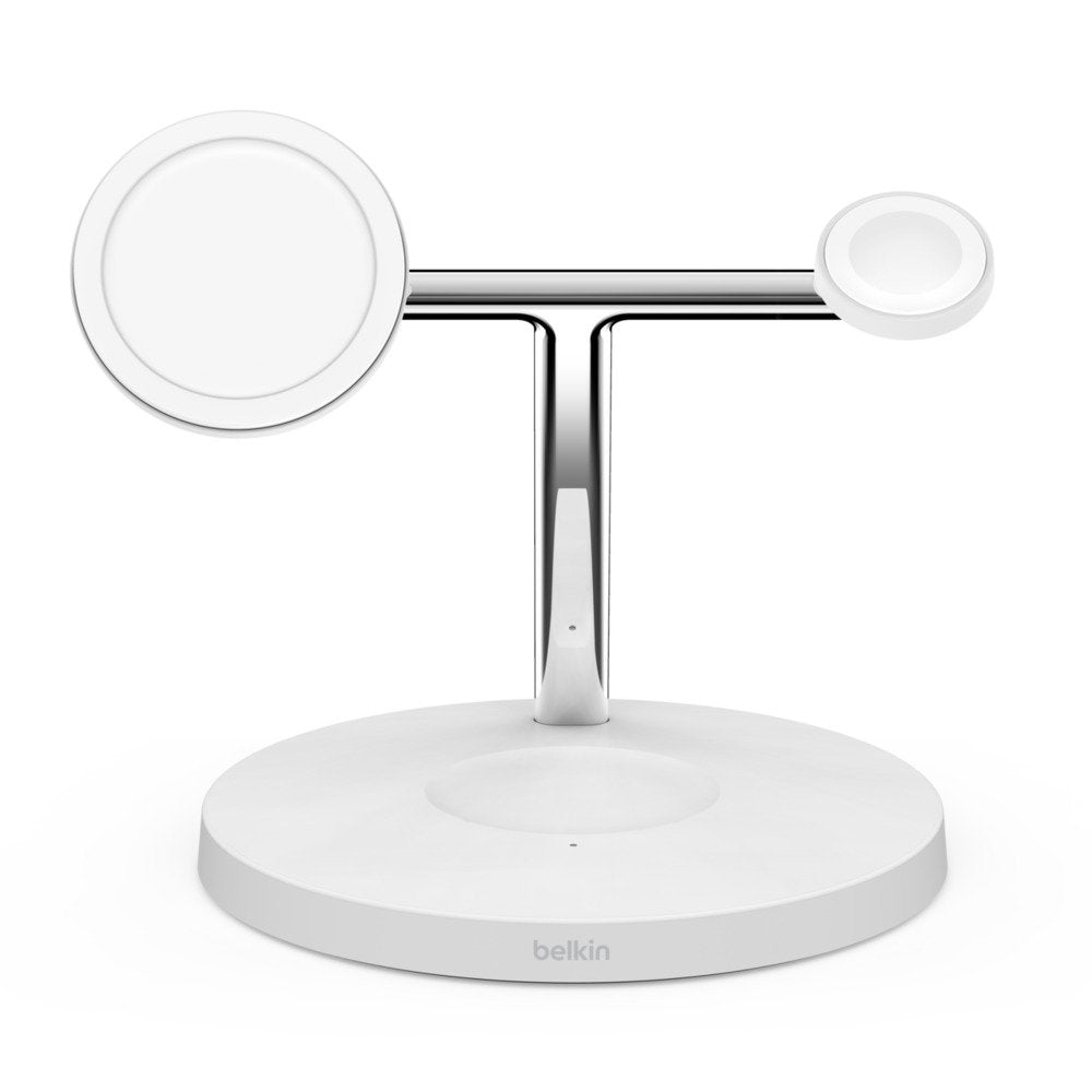 Belkin Boost Charge Pro Base De Carga Inalmbrica Con Magsafe + Adaptador De Corriente Ca 15 Vatios Fast Charge Blanco Para Apple Airpods, Airpods Pro, Iphone 12, 13, Watch Series 4, Series 5, Series 6, Series 7