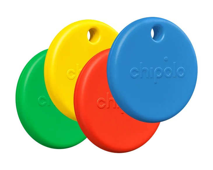 Chipolo Pop 4 Pack -Tracking Tag Compatible With Apple Find My On Iphone (Rojo, Azul, Amarillo, Verde)