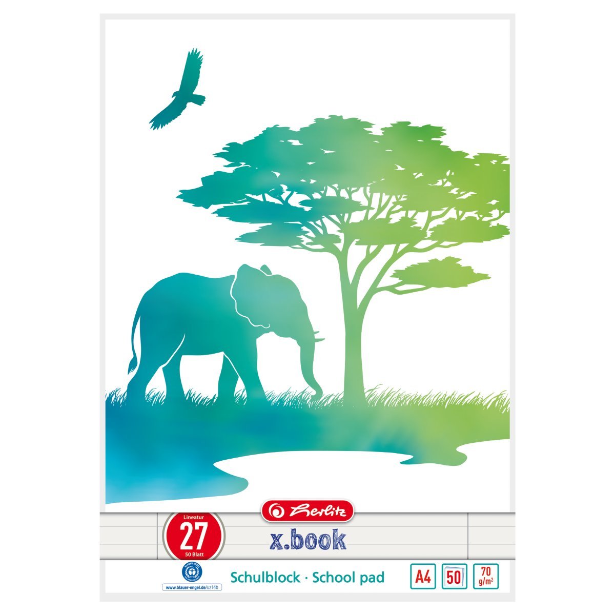 Herlitz Bloque Escolar A4 Greenline Elefante, 50039937