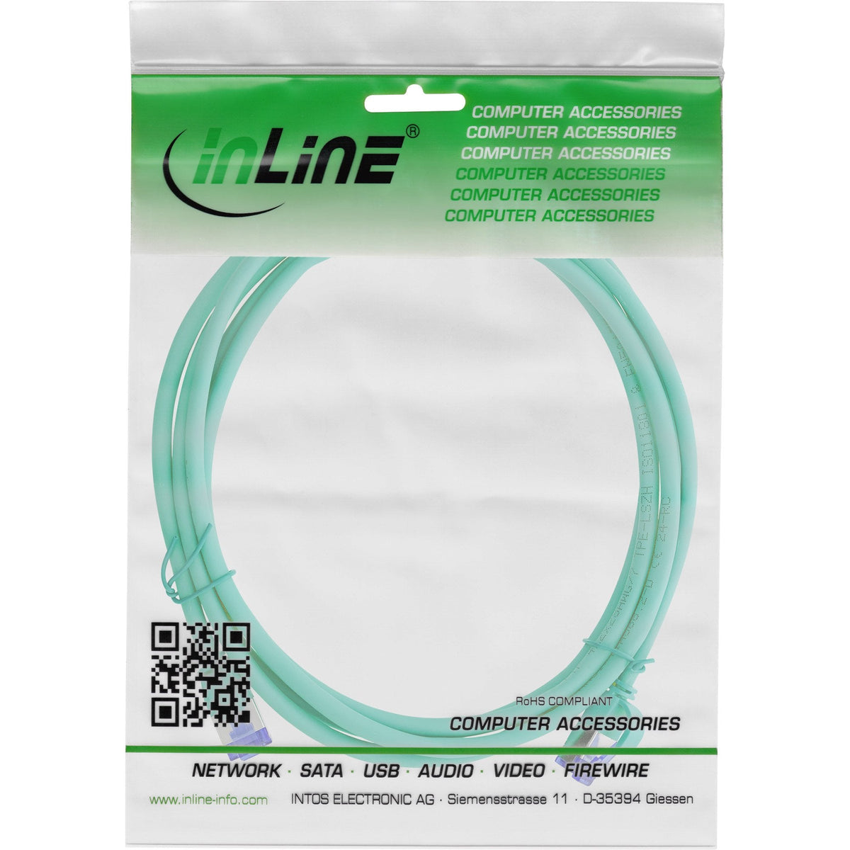 Inline® Cable De Red Slim, Cat.6a, S/Ftp, Tpe (Lszh) Flexible, Poe, Green, 1.5m
