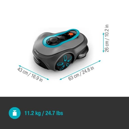 Gardena Robot Cortacésped Smart Sileno Free 800m² Set Gris/Turquesa, Batería Li-Ion, Con Gateway Inteligente, Tecnología Lona 19922-20
