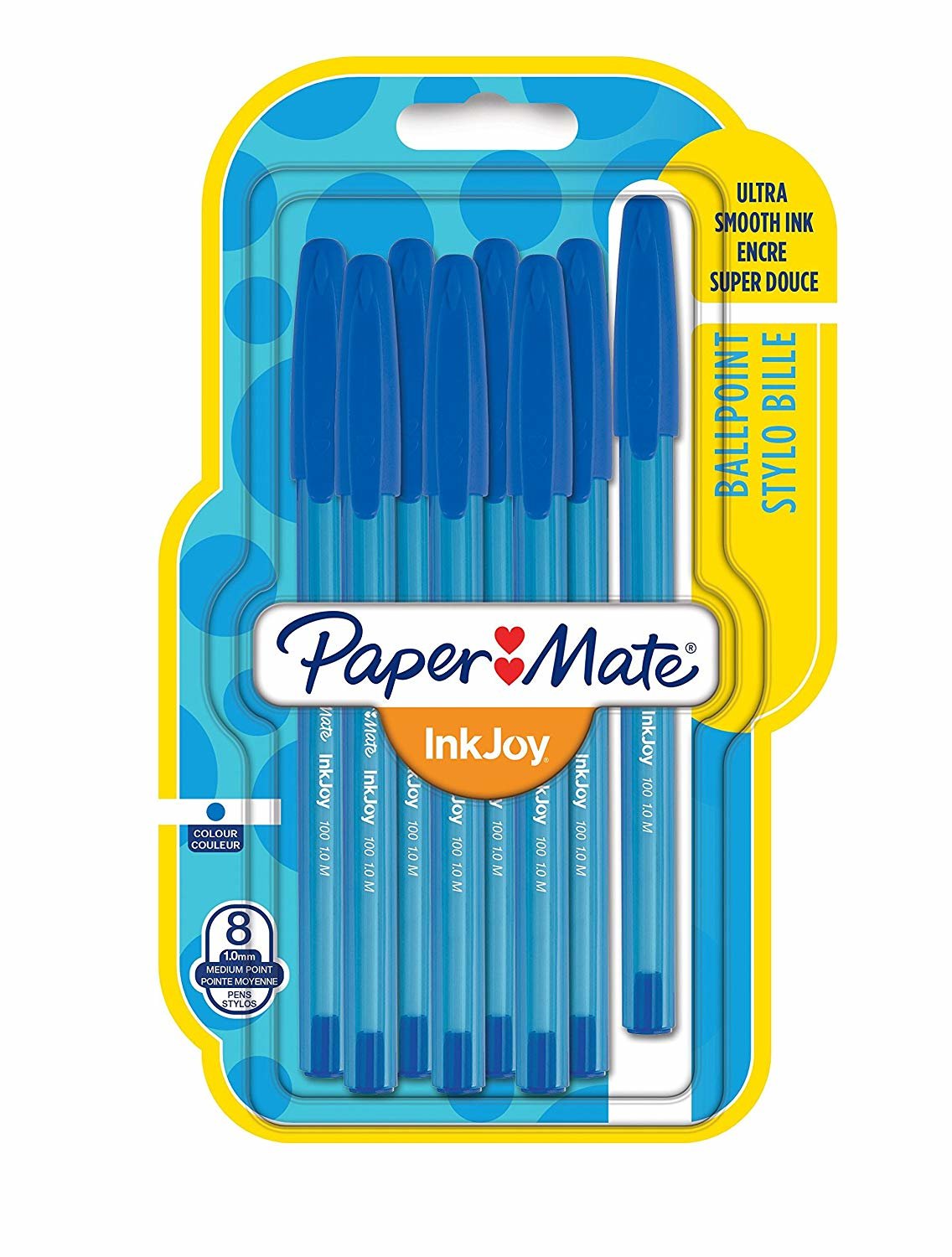 Bolígrafo Paper Mate Inkjoy 100 Capuchón 8uds. Azul