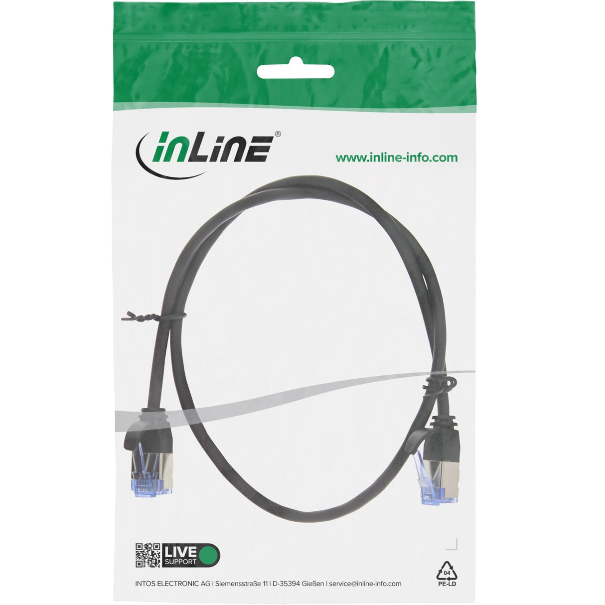 Cable De Red Inline Slim Redondo U/Ftp Cat.6a Negro 0.25m