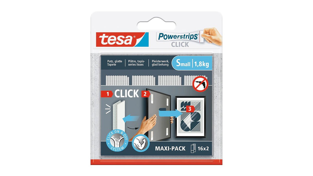 Tesa Powerstrips Click Small Selbstkl.Cinta De Velcro 16x2