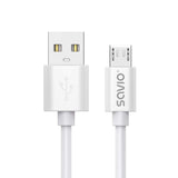 Cable Savio Usb-A - Micro Usb 3 M Blanco Cl-167