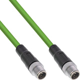 Inline® Industrial Network Cable, M12 8-Pin X-Coded Male/Male, Cat.6a Pur 1m