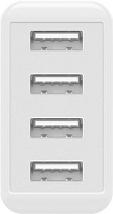 Cargador Usb Enchufable Usb Blanca De 4 Vías, 3a, 30w