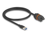 Delock 88149 Cable Usb 5 Gbps Usb Tipo-A Macho A Usb Tipo-A Hembra Para Instalación Con Rosca M20 Y Tapa Protectora Ip68 Resistente Al Polvo Y Al Agua 60 Cm Negro