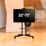 Unykach Soporte De Suelo Con Ruedas Para Pantallas 32"-75" - Bloqueo De Ruedas - Dos Bandejas - Peso Max 45kg - Vesa