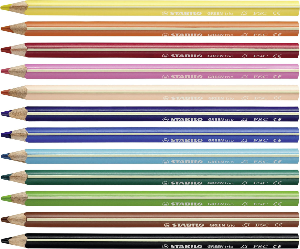 Stabilo Greentrio  Pack Con 12 Lapices De Colores - Mina De 2.5mm - Ideal Para El Colegio - Colores Surtidos