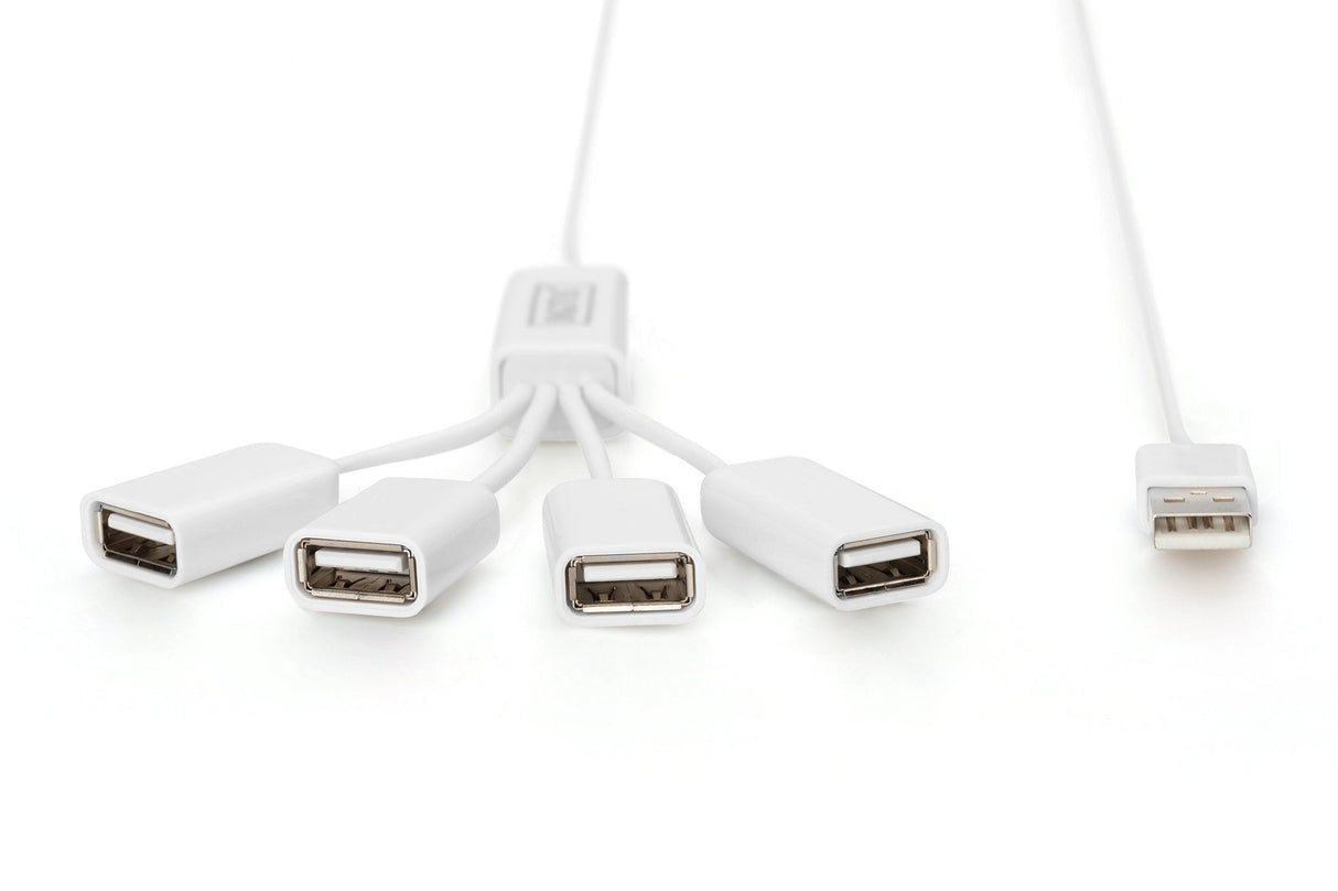 Digitus Hub Cable 4 Puertos Usb 2.0 Blanco 0.80m Da-70216