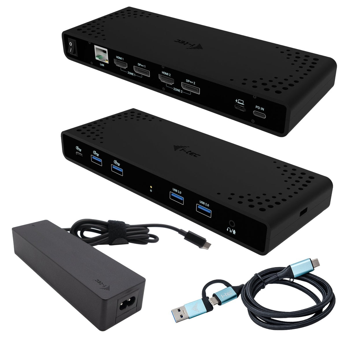 I-Tec Universal Dual 4k Display Docking Station 2xdp 2xhdmi Lan Audio Power Delivery 85w + I-Tec Usb-C Charger 100w - Stacja Dokujaca