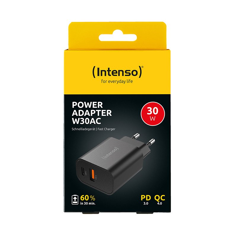 Intenso Usb-Ladegerät 1 X Usb-A  1 X Usb-C 30 Watt Negro