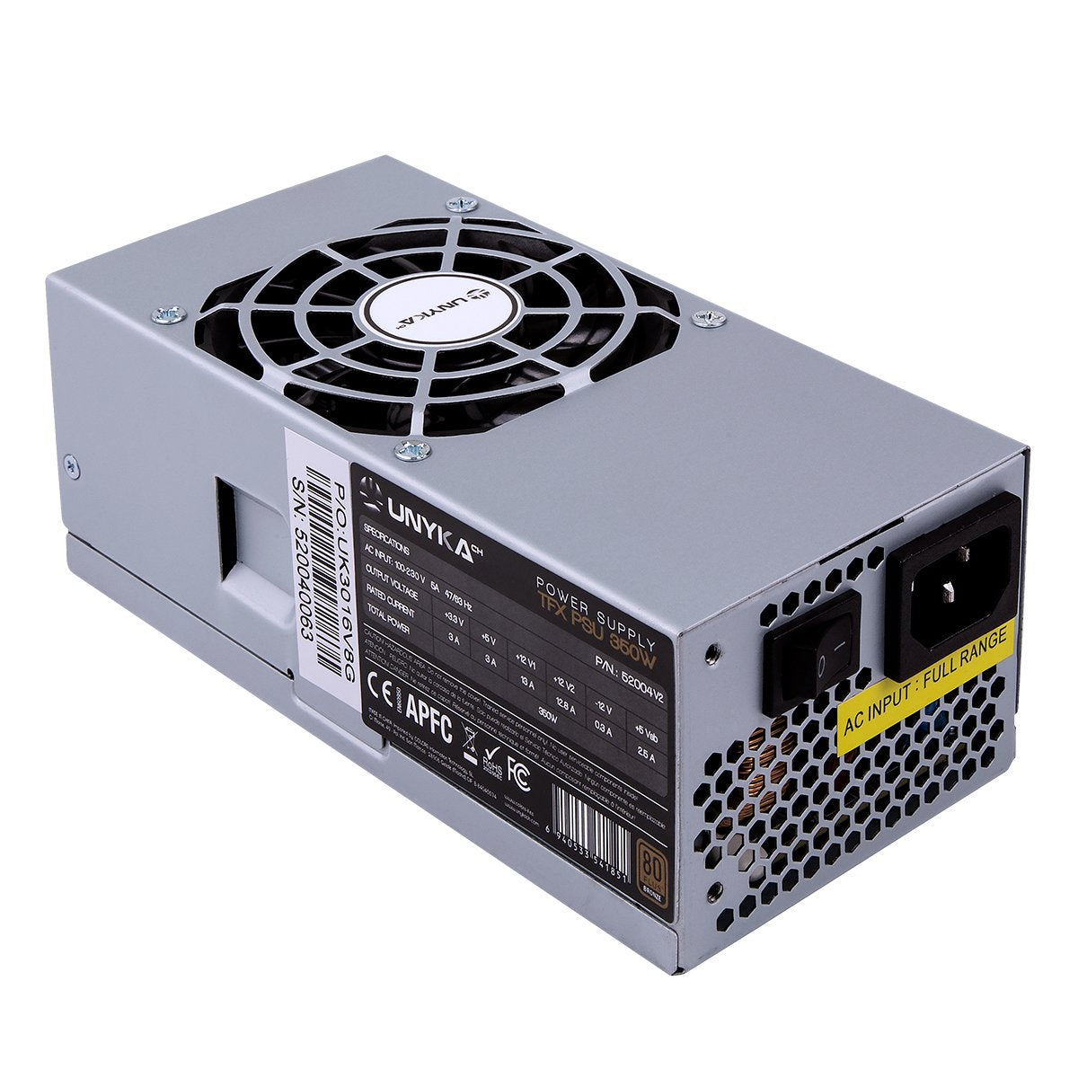 Unykach Tfx 350w 80 Plus Bronze Fuente De Alimentacion 350w Tfx - Ventilador 80mm