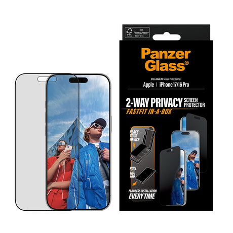 EAN 5715685030529 - PanzerGlass ® Privacy Screen Protector iPhone 17 | iPhone 16 Pro | Ultra-Wide Fit w. FASTFIT IN-A-BOX Pro imagen 2