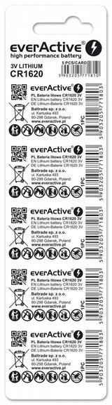 Everactive Cr16205bl Pila Doméstica Batería De Un Solo Uso Cr1620 Litio