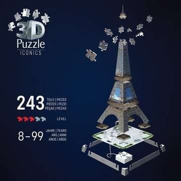 Ravensburger 3d Puzzle Iconics: Eiffel Tower - Con Luz 216 Partes 12008024