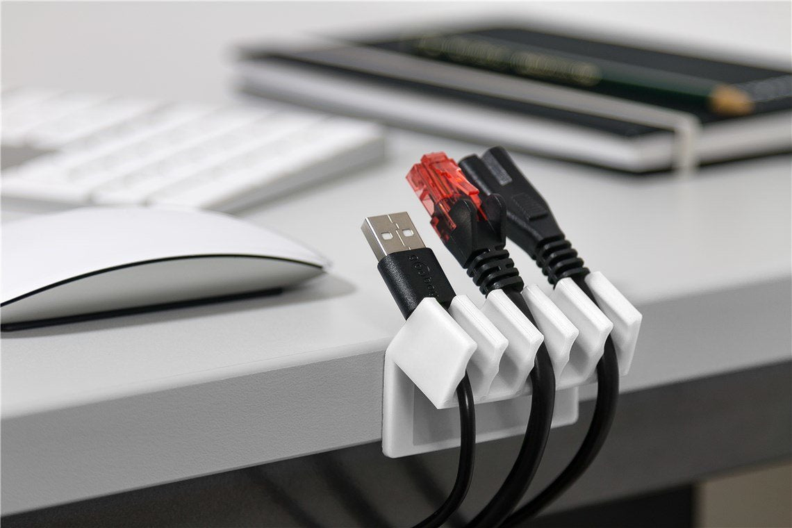 Juego De 2 Piezas Para Organizar Y Sujetar Cables, Extraíble, Gestión De Cables 5 Ranuras, Blanco, Blister