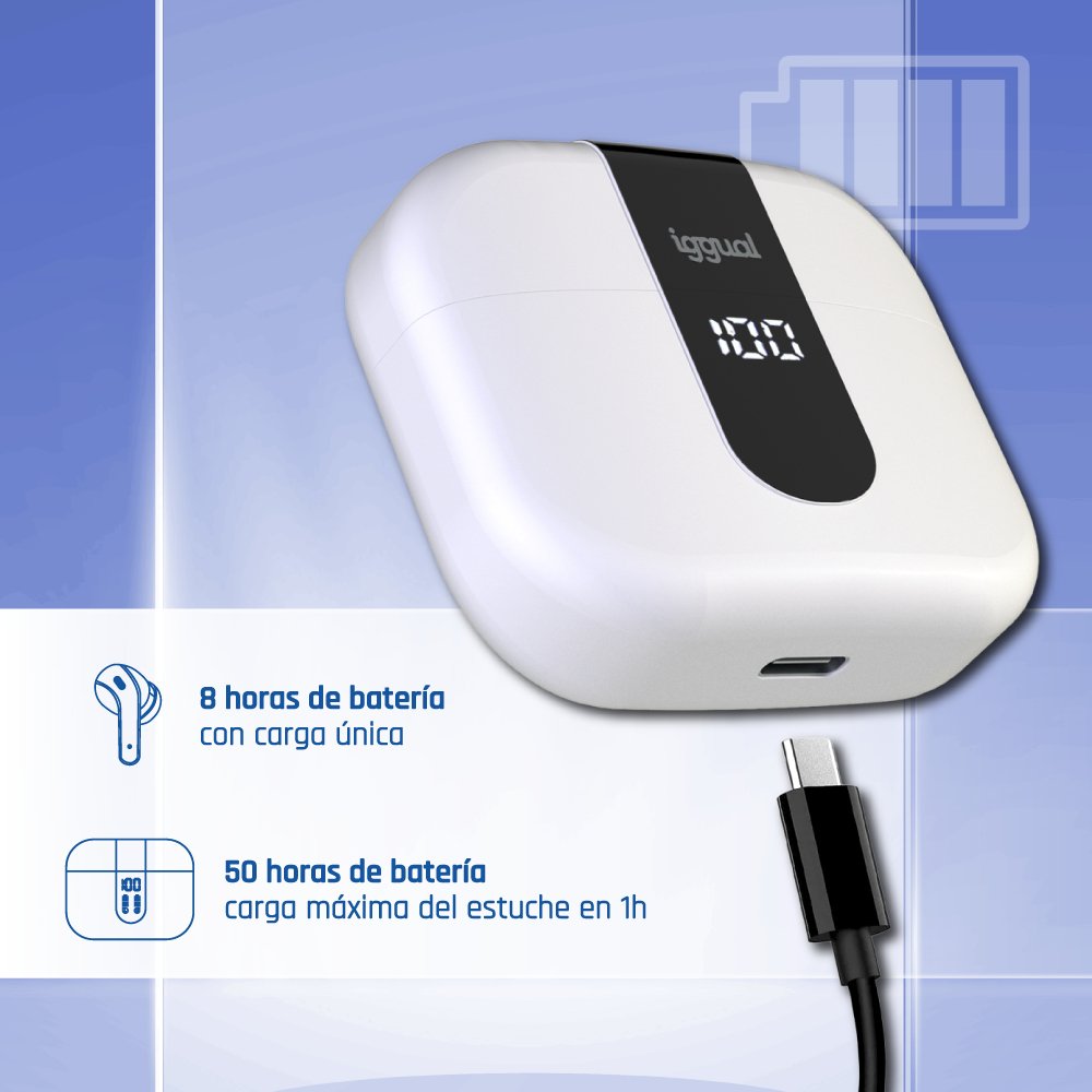 EAN 8435364319352 - iggual True Sound True Wireless Stereo (TWS) Dentro de oído Llamadas/Música Blanco imagen 6
