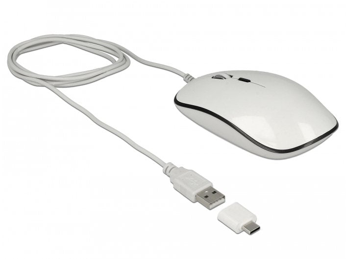 Raton Delock 4 Botones Usb-A/C Blanco