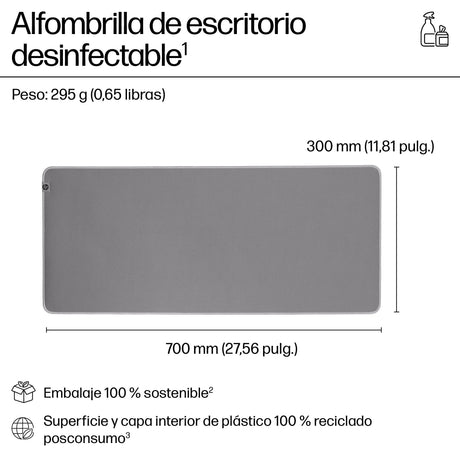 EAN 0197498446783 - HP 200 Sanitizable Desk Mat Gris imagen 2