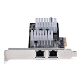 Startech.Com Tarjeta Pci Express Adaptadora De Red Ethernet De 2 Puertos Rj45 - Tarjeta De Red Para Servidores O Pcs - Con Soporte Para Tramas Jumbo - Tarjeta Lan - 10gbase-T - Nbase-T