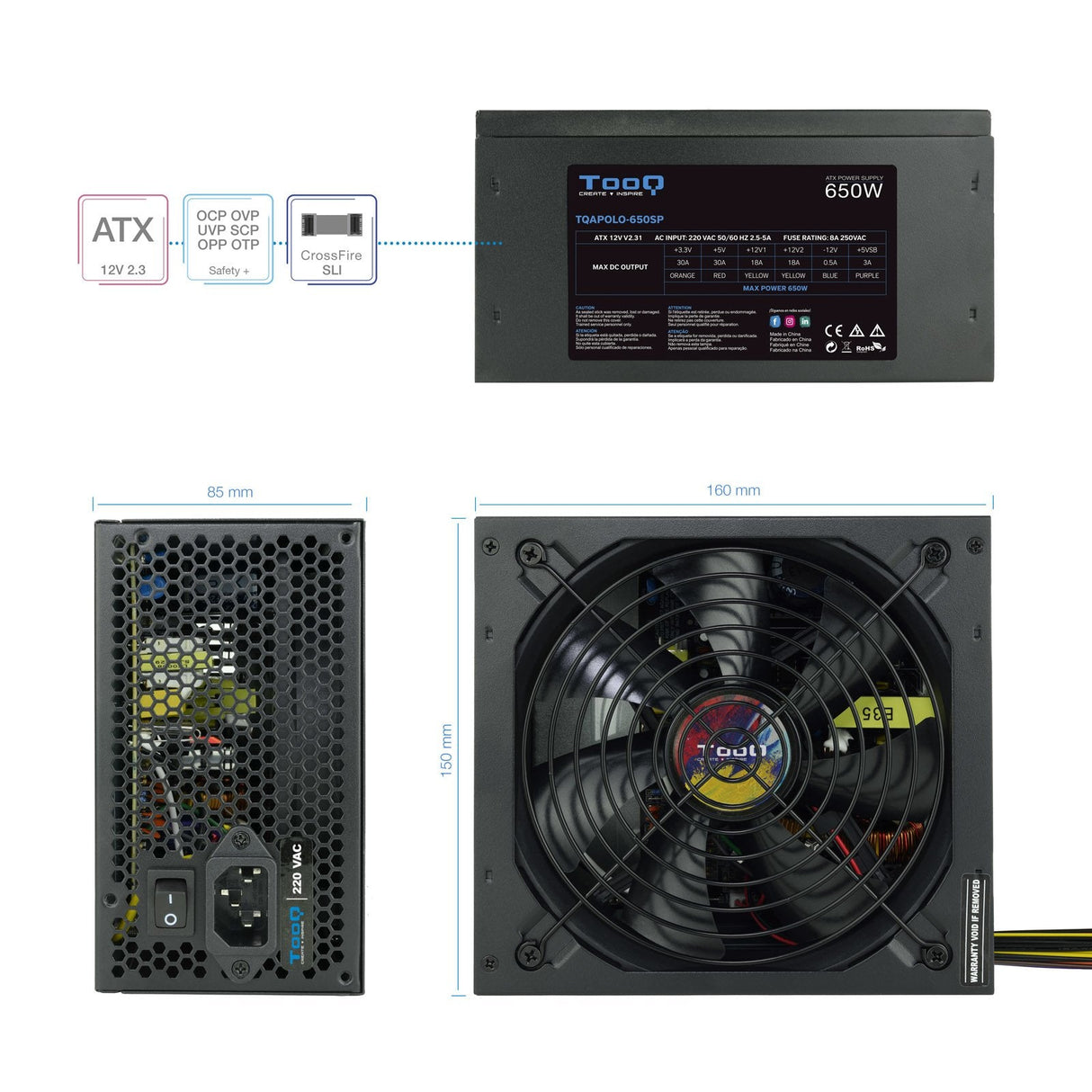 Tooq Fuente De Alimentacion Atx 650w Con Pfc Activo - Negro