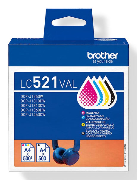 EAN 4977766842150 - Brother LC521VAL cartucho de tinta 4 pieza(s) Original Negro, Cian, Magenta, Amarillo imagen 1