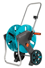 Gardena 18511-20 Carrete De Manguera De Jardín Tambor De Carrete Manual Negro, Azul, Acero Inoxidable