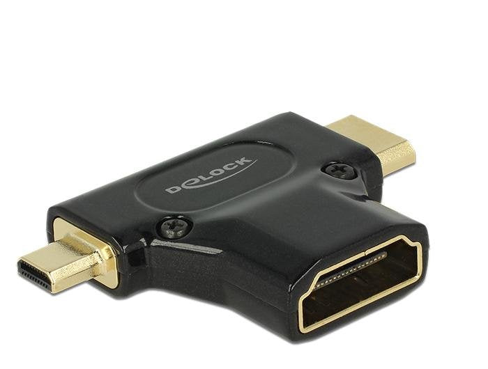 Delock Adaptador Hdmi-A Hembra > Hdmi-C + Hdmi-D Macho 2in1