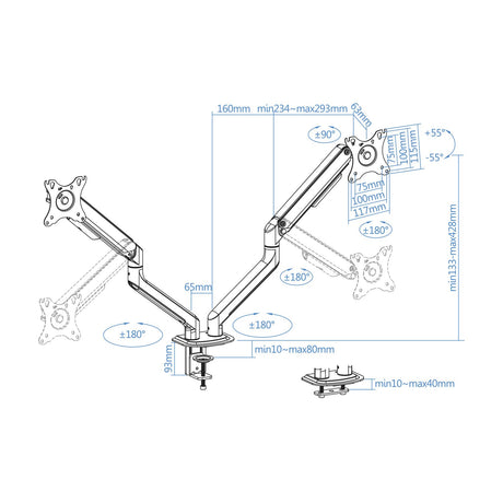 EAN 8433281011809 - TooQ DB4132TNR-G soporte para monitor 81,3 cm (32") Escritorio Negro imagen 7