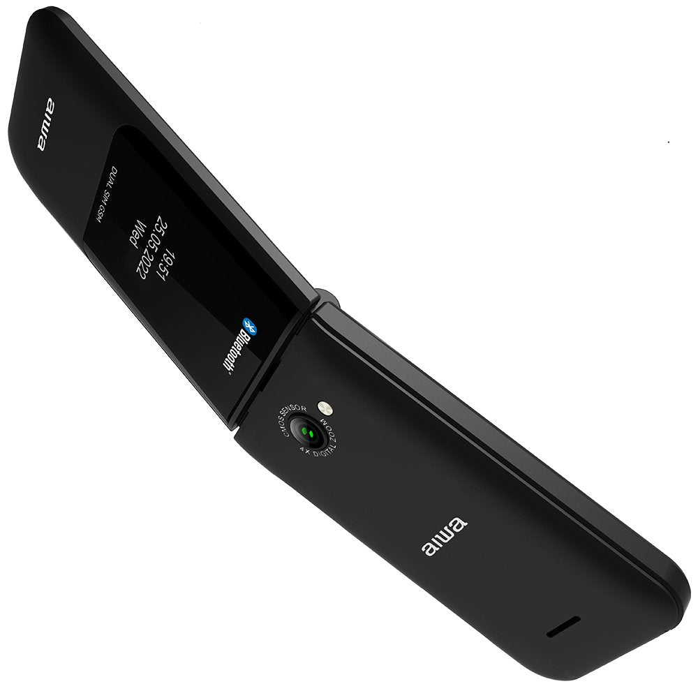 Movil Senior Fp-24bk Black Aiwa Diseño Flip Dualsim Botones Grandes Pantalla 2.4 Bluetooth Puerto Micro-Usb Con Base De Carga