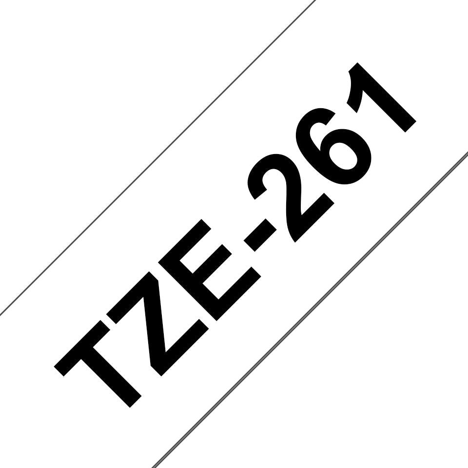 Brother Cinta Mecanográfico Negro Sobre Blanco Tze-261 Tz-261 36 Mm X 8 M, Laminado
