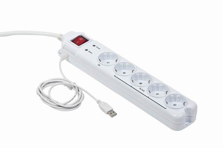 EAN 8716309065818 - Gembird PCW-MS2G limitador de tensión Blanco 5 salidas AC 250 V 1,8 m imagen 1