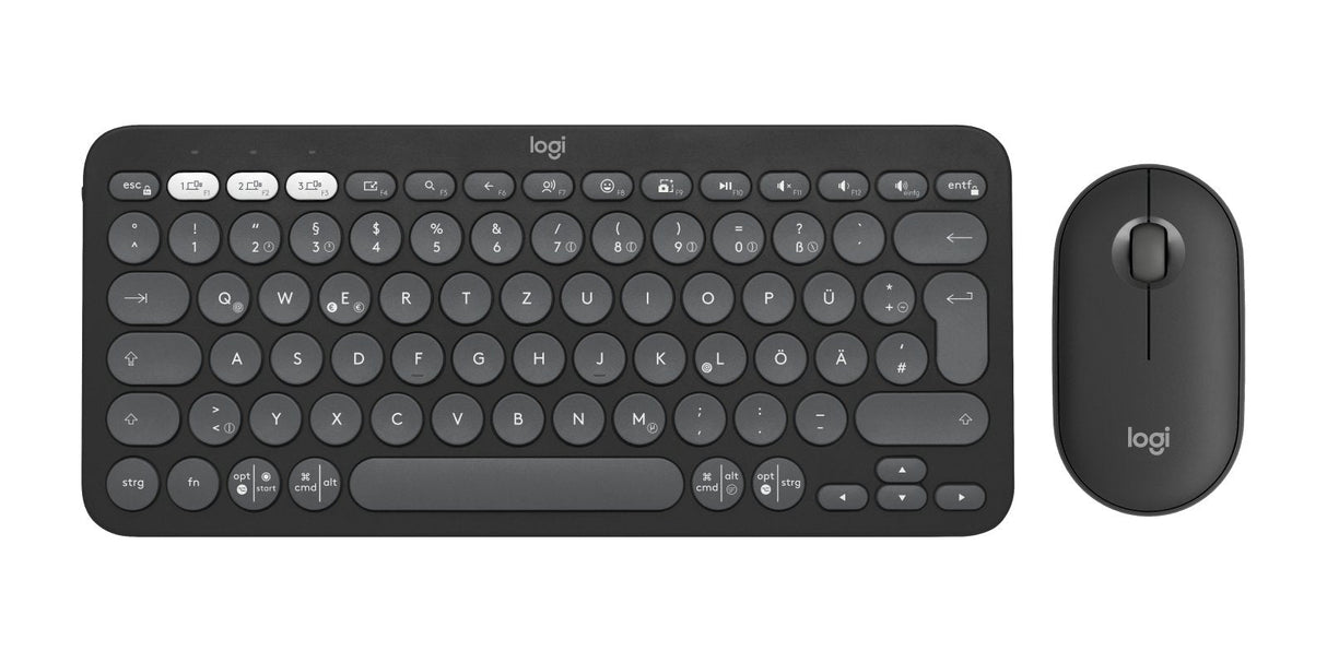 Teclado Alemán + Ratón Logitech Pebble 2 Combo Rf Wireless + Bluetooth Qwertz Grafito