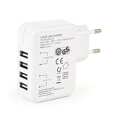 Gembird Cargador Usb Universal, 3.1 A, 4 Puertos Blanco